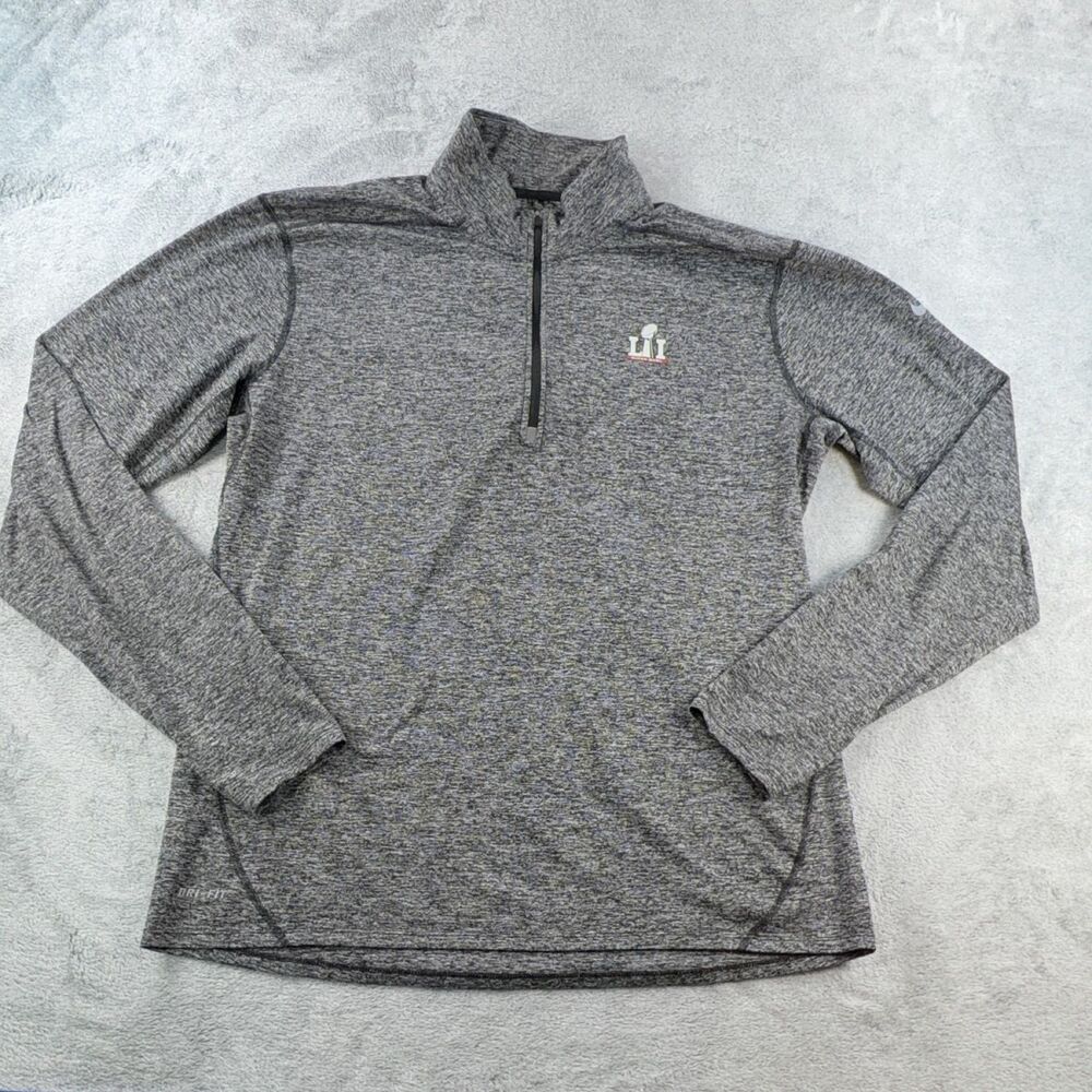 Nike Super Bowl LI Quarter-Zip Pullover Men's XL Grey Heathered NFL Shirt
